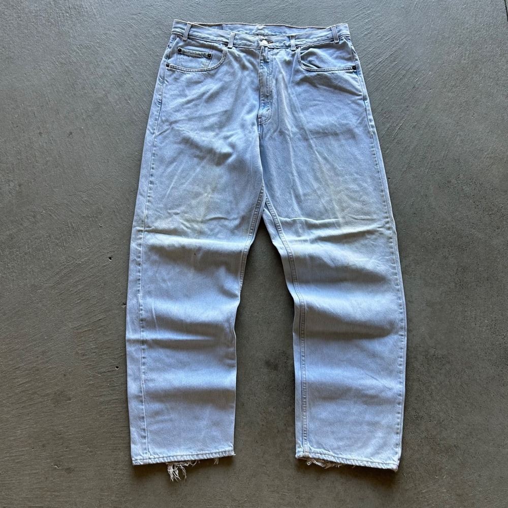 Vintage 90s Levis 569 Jeans Size 38x34 Blue Light Wash Denim Loose Straight Fit